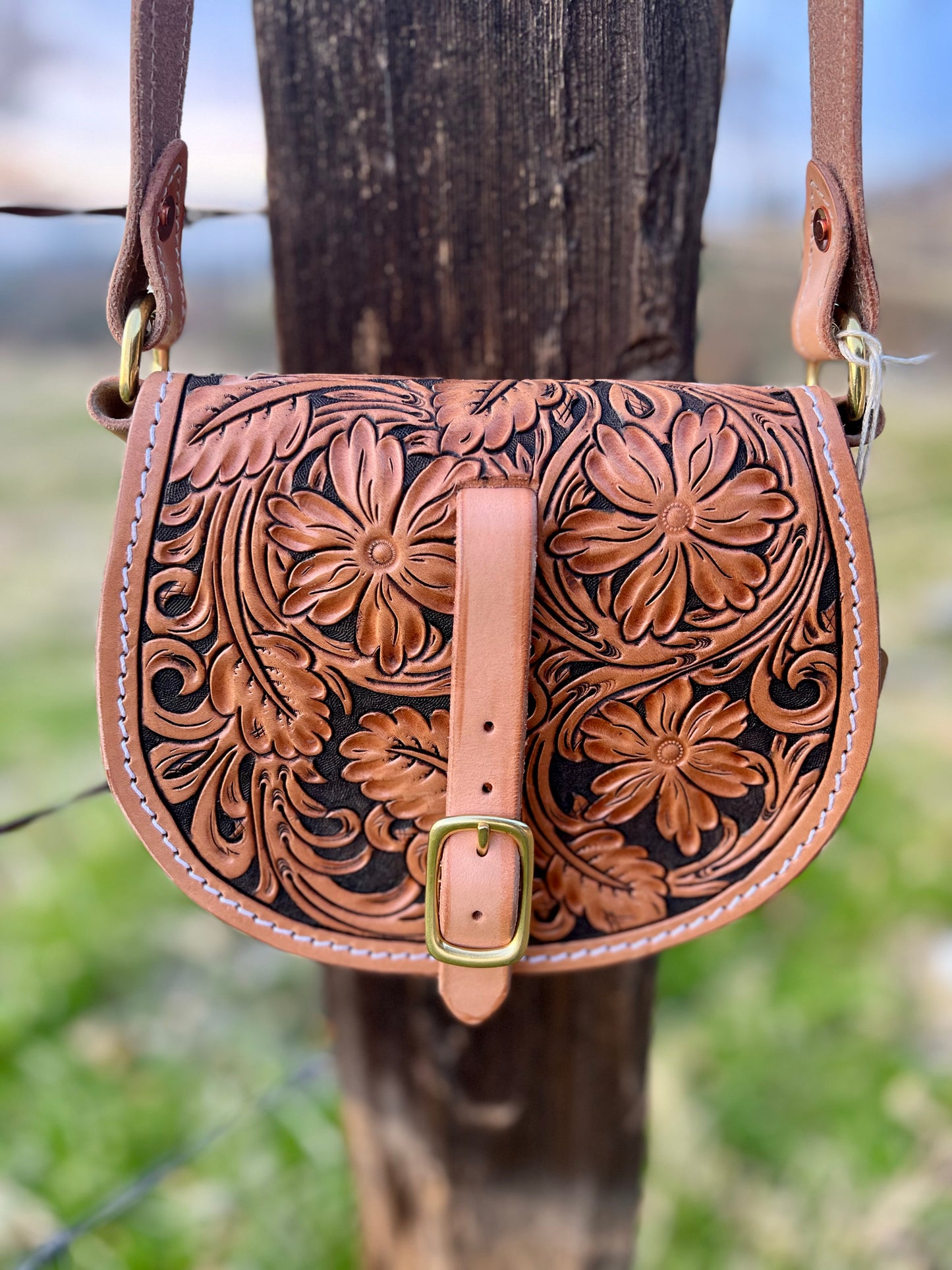 Tooled Saddle Bag Purse