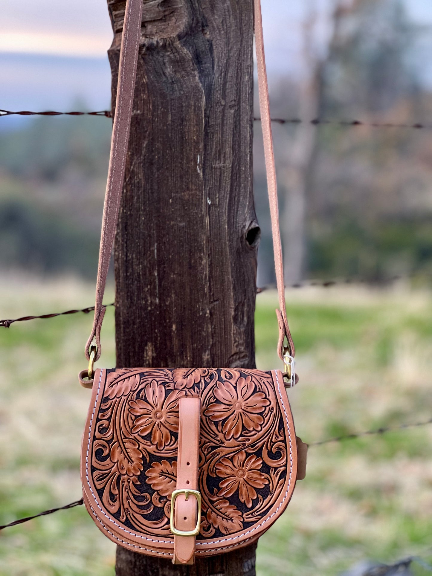 Tooled Saddle Bag Purse
