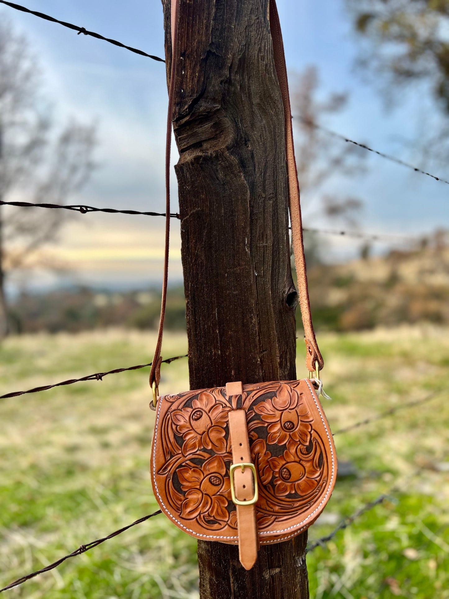 Tooled Saddle Bag Purse