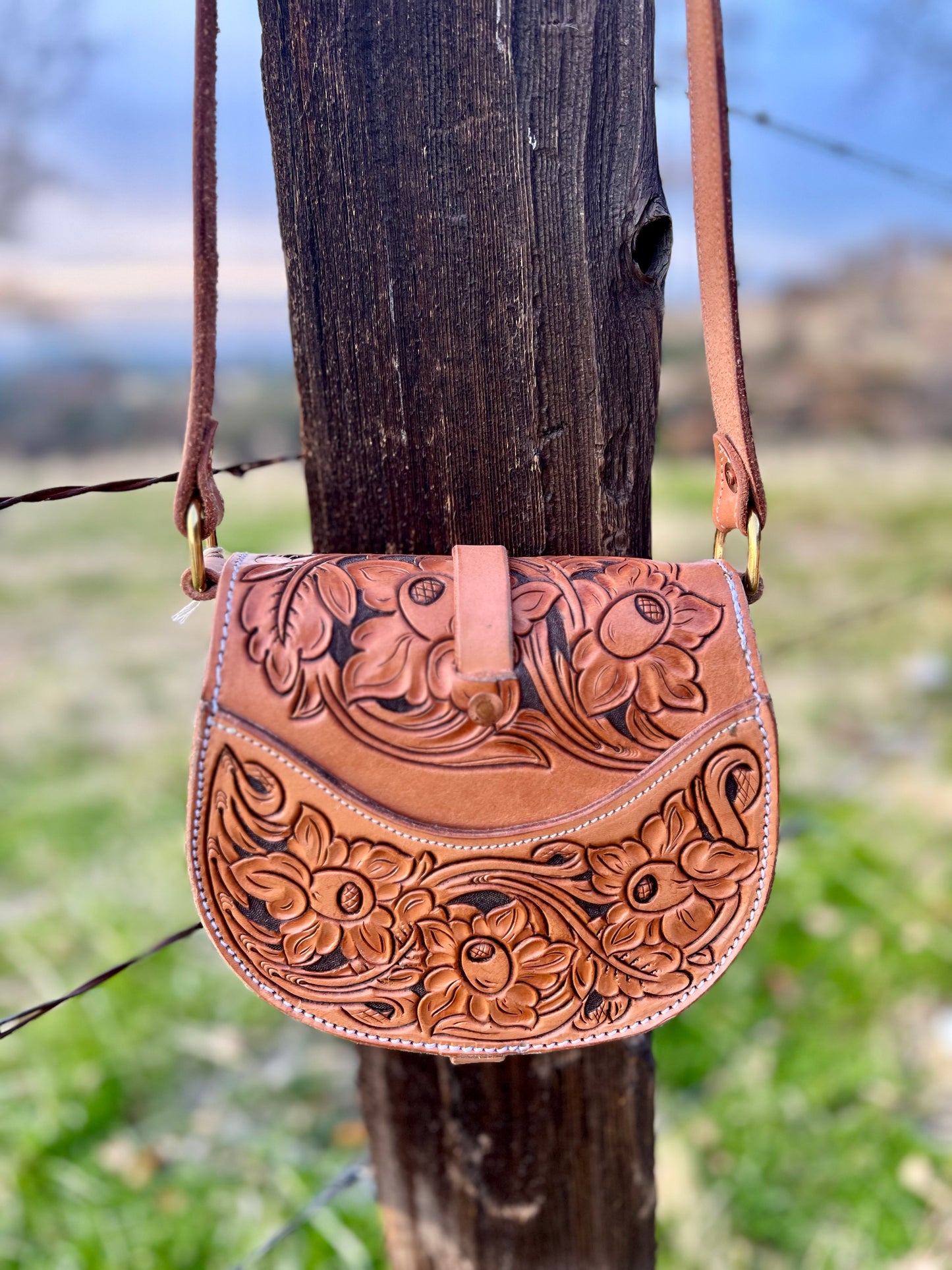 Tooled Saddle Bag Purse