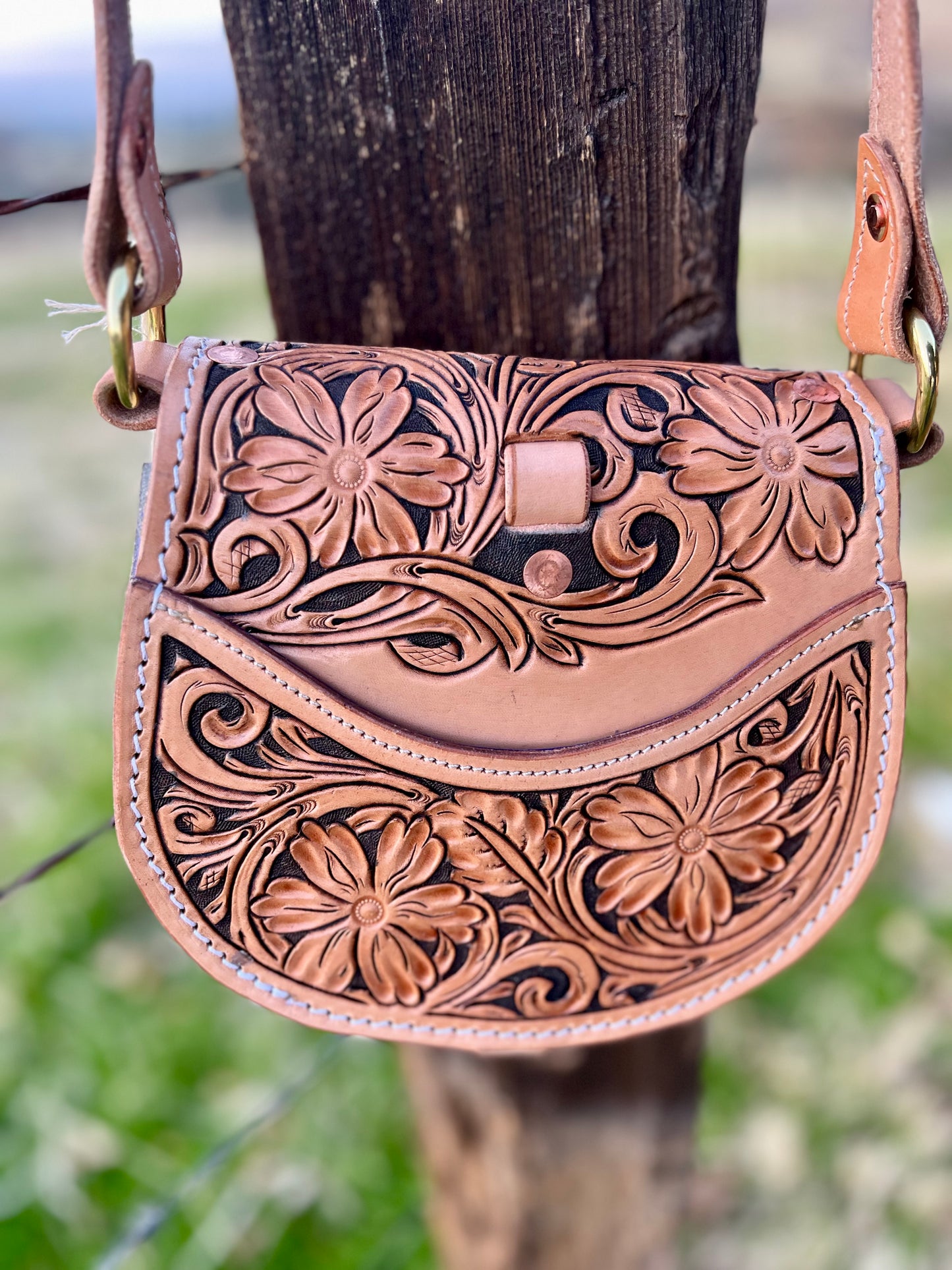 Tooled Saddle Bag Purse