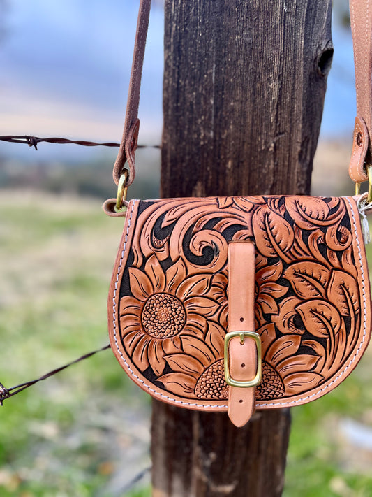 Tooled Saddle Bag Purse