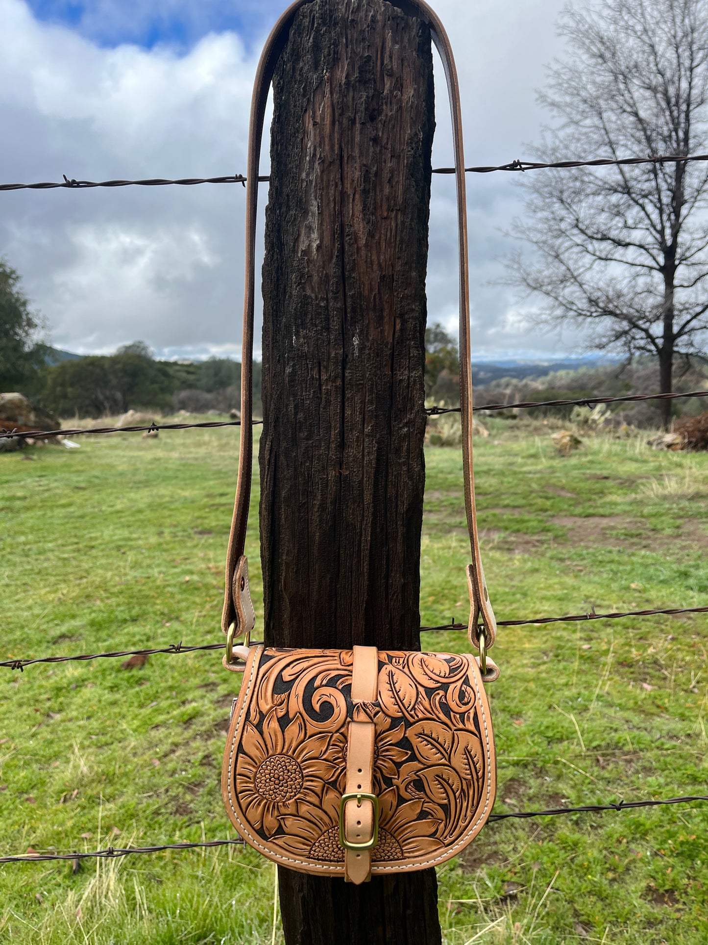 Tooled Saddle Bag Purse