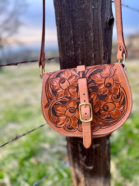 Tooled Saddle Bag Purse