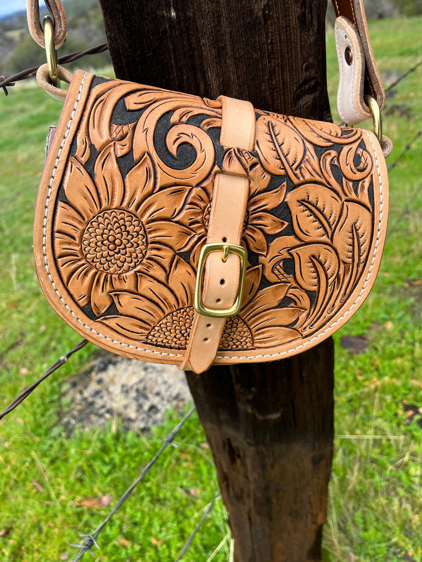 Tooled Saddle Bag Purse