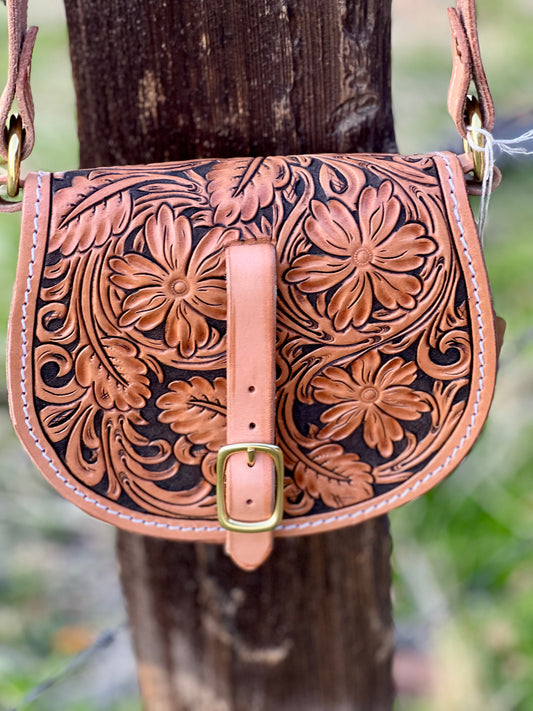 Tooled Saddle Bag Purse