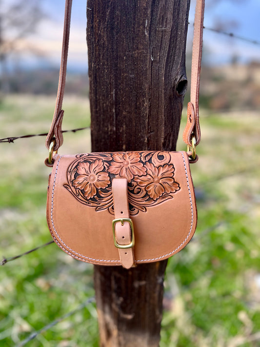 Tooled Saddle Bag Purse